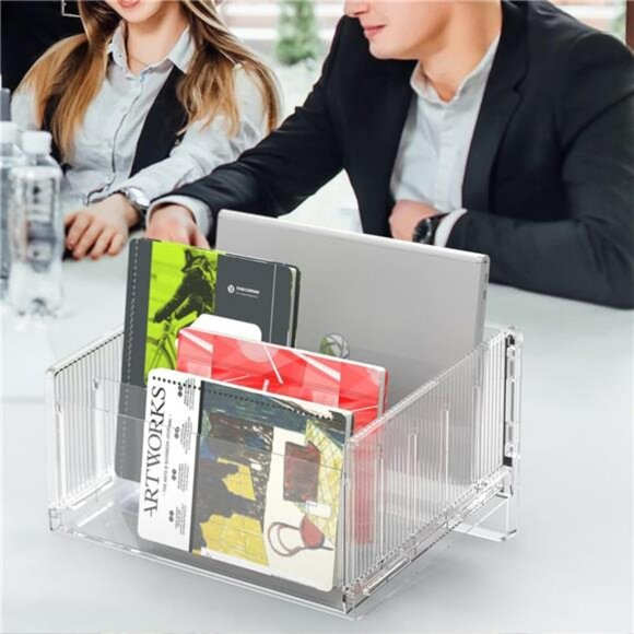 Acrylic file sorter desk organizer 5 section letter tray mail paper holder - Picture 6 of 7